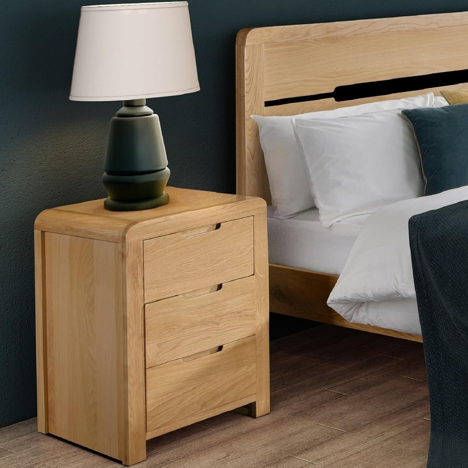 Oak 3 Drawer Bedside Table Solid Wood Unit Nightstand Storage Chest