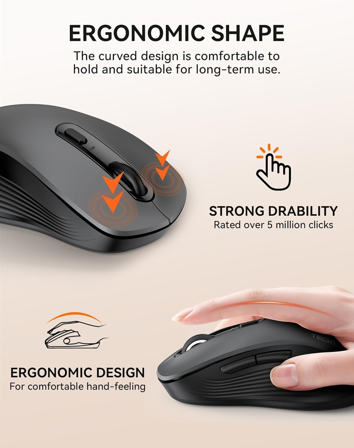 Ultra Quiet Wireless Mouse Multi Device Bluetooth USB 4800 DPI Office