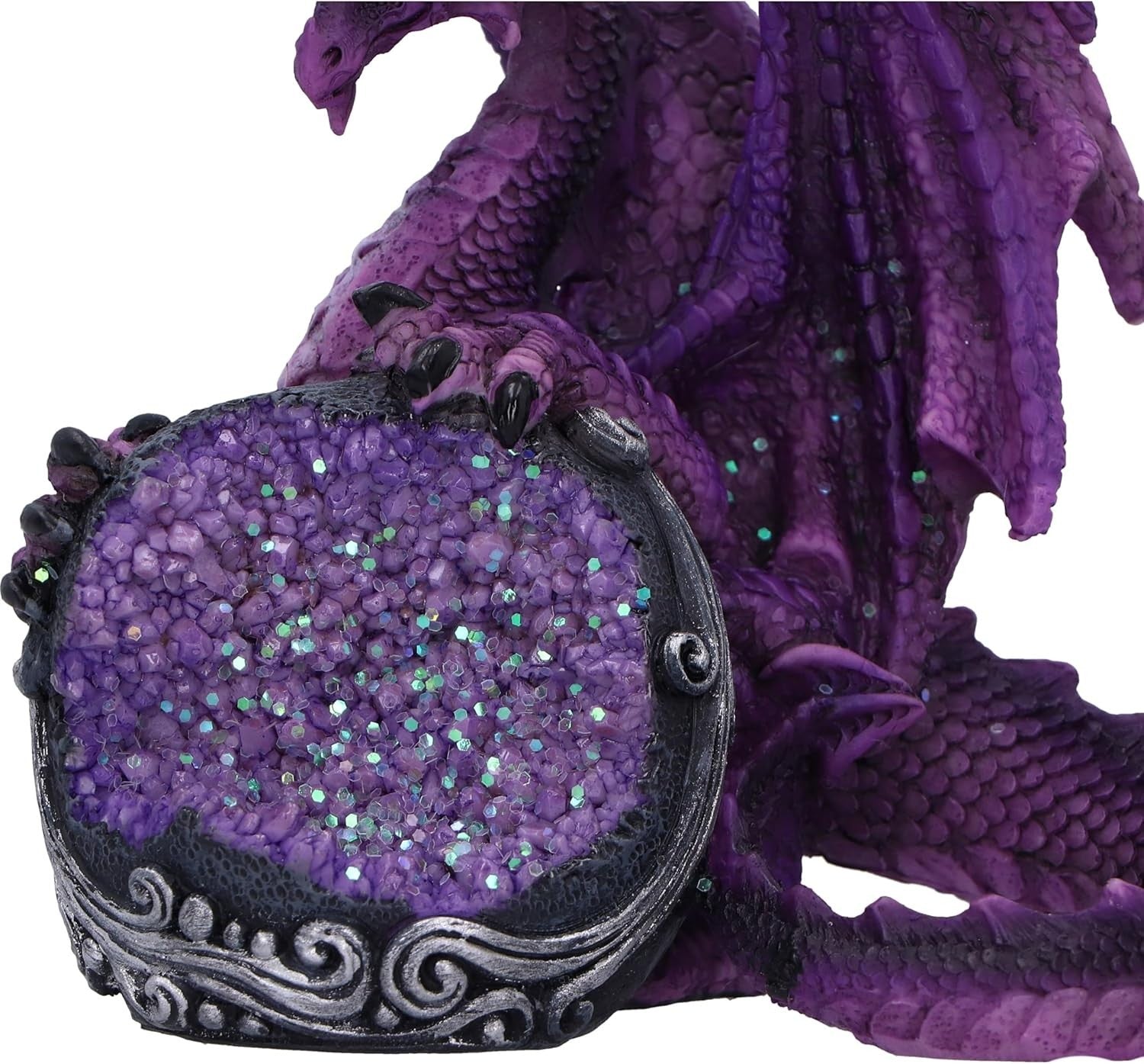 Purple Dragon Geode Ornament 11.5cm | Crystal Sphere Fantasy Figurine Gift Decor