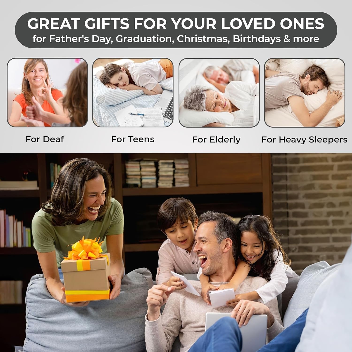 Extra Loud Alarm Clock Bed Shaker Vibrating Heavy Sleepers Hearing Impaired