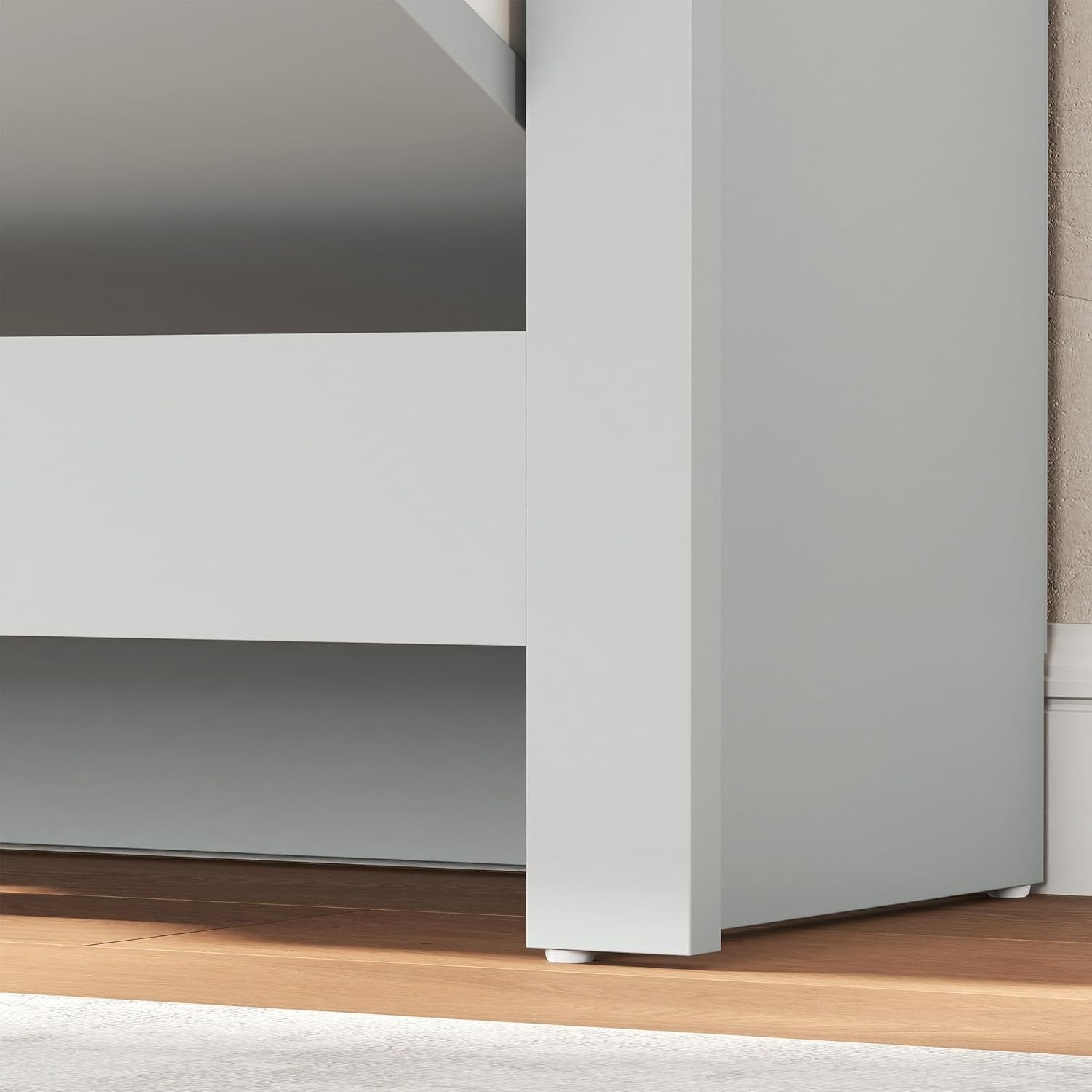 Slim Light Grey Shoe Cabinet 2 Flip Drawers Narrow Storage Unit Modern
