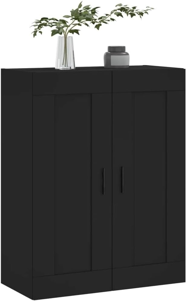 Wall Mounted Cabinet Black Storage Unit 34D x 69.5W x 90H cm Durable