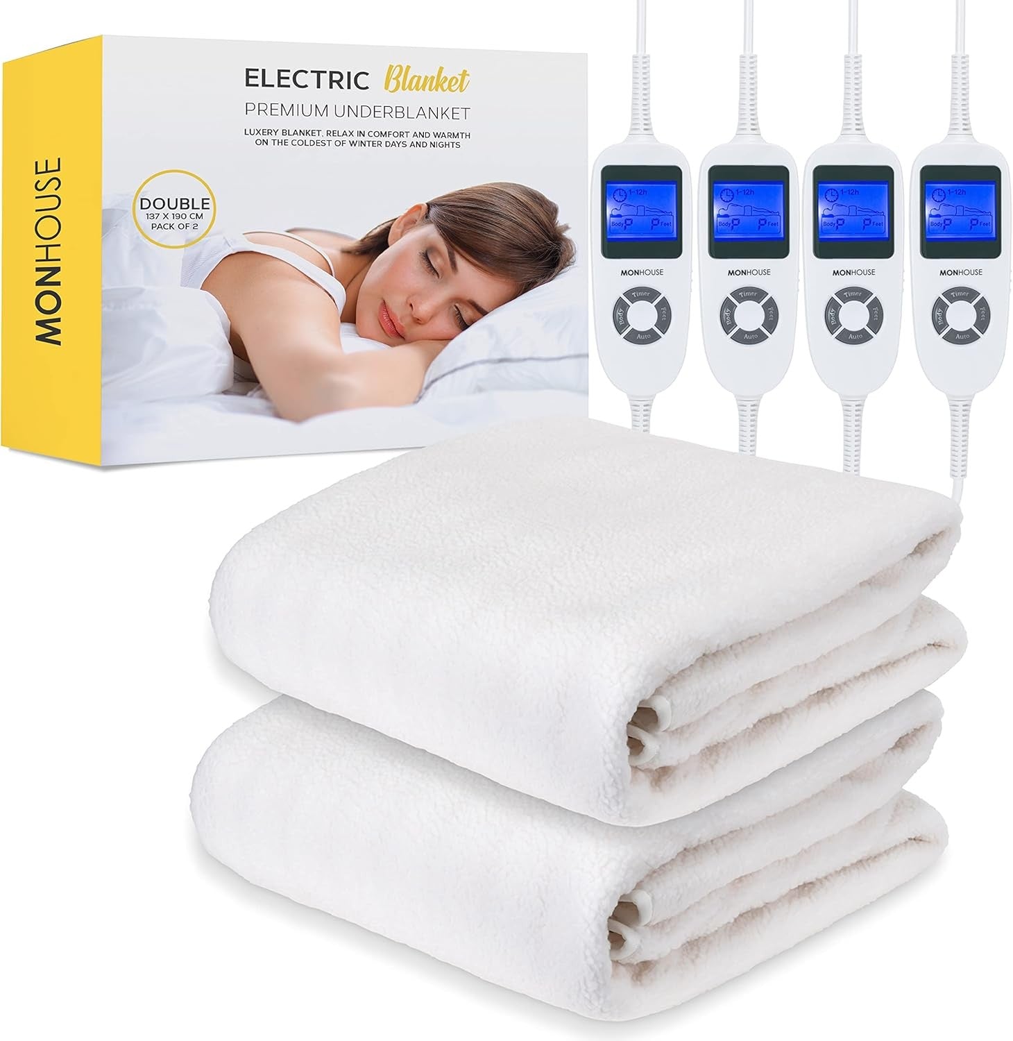 Double Electric Heated Underblanket 135x190cm Dual Control 9 Heat Washable