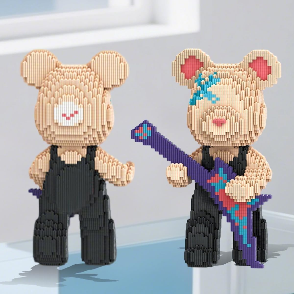 Bearbrick Guitar Building Kit 3150pcs | Cute Animal Decor Gift Adults