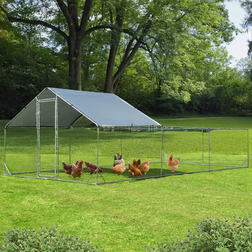 Extra Large Walk In Poultry Run Galvanised Steel Cage Waterproof Roof 6x3m
