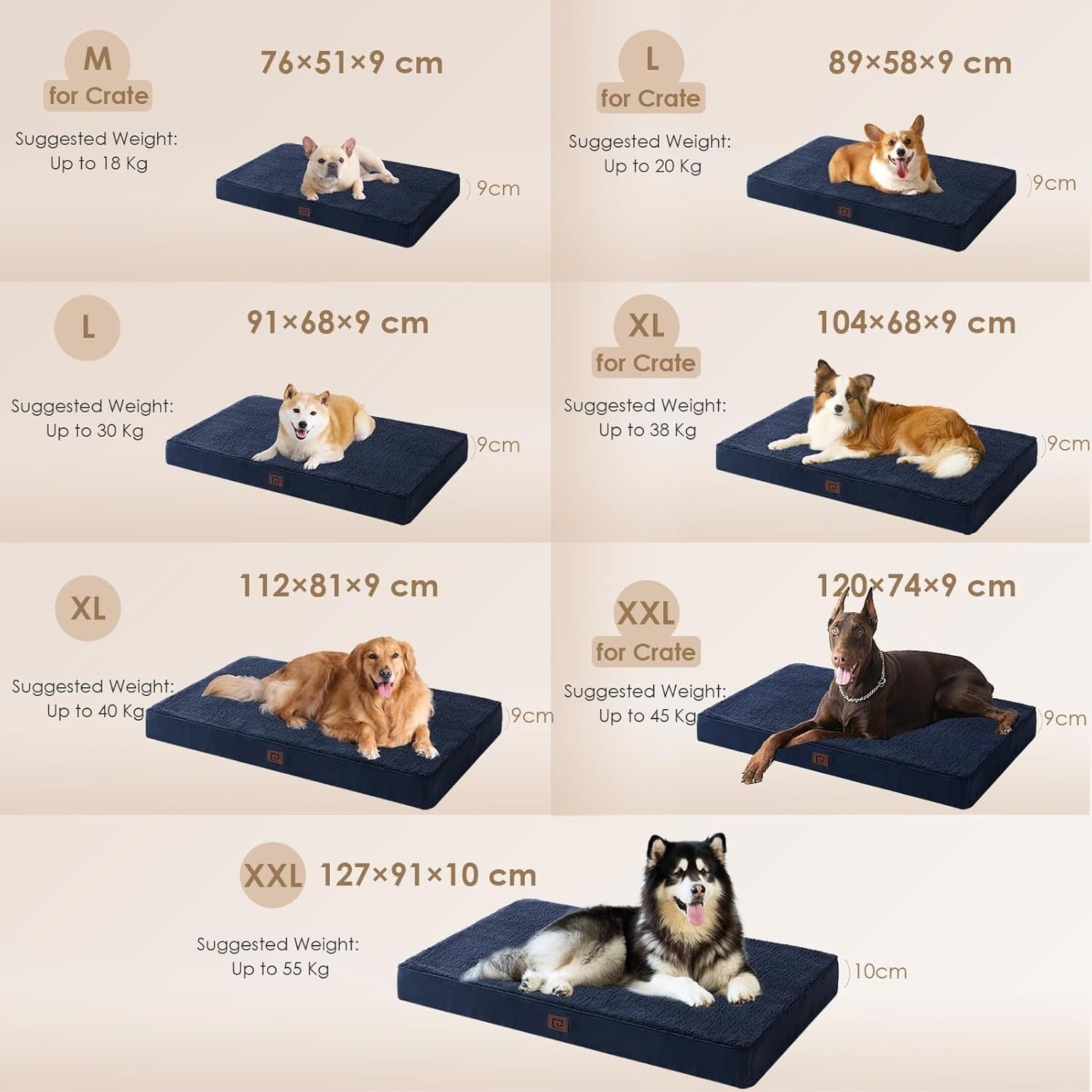 Orthopedic XL Dog Bed 112x81x9cm Washable Cover Non Slip Navy