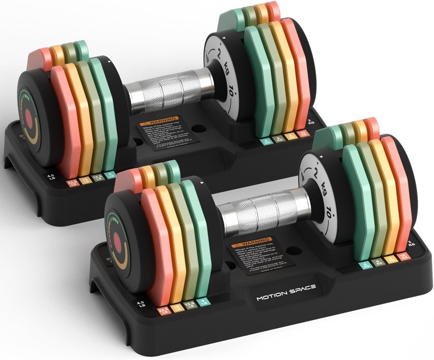 Adjustable Dumbbells Pair 12.5–22.5LB 1-Sec Dial Weights Home Gym