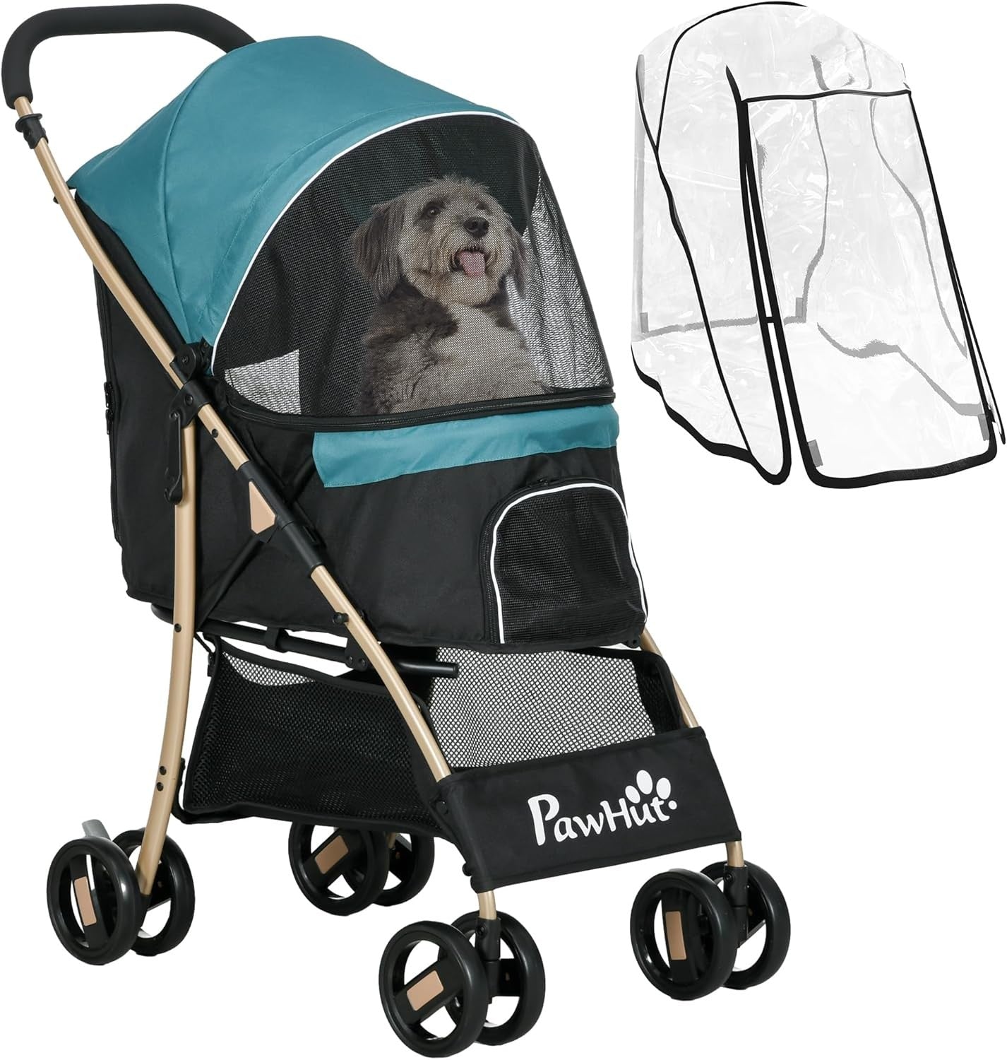 Dog Stroller Rain Cover Foldable Pet Pushchair for Small Dogs Cats