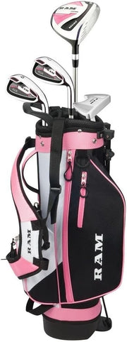 Left Hand Girls Junior Golf Club Set Ages 6–8 Graphite Stand Bag Pink