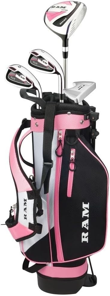Left Hand Girls Junior Golf Club Set Ages 6–8 Graphite Stand Bag Pink