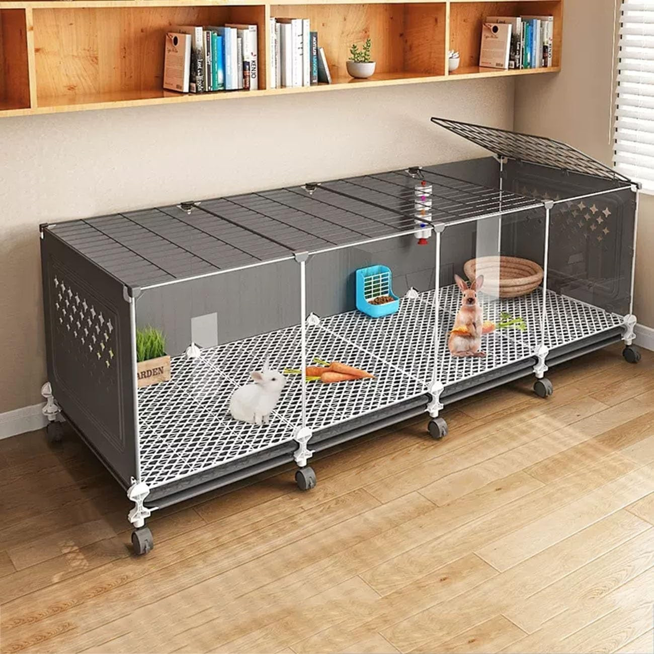 Large Indoor Rabbit Cage DIY Guinea Pig Hutch Clear Front Pull Out Tray