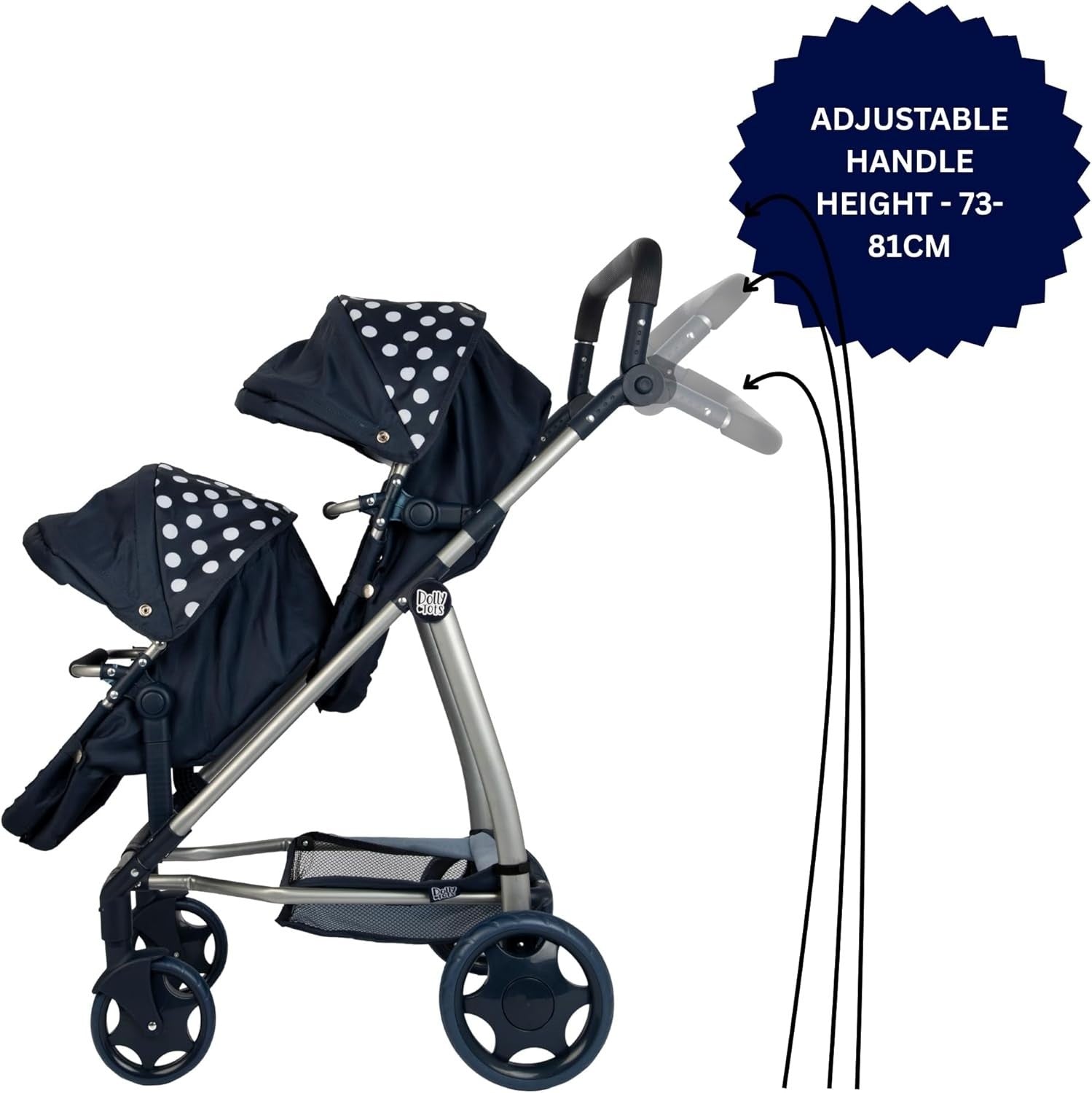 Twin Dolls Pram Double Pushchair Foldable Toy Stroller Adjustable Handle