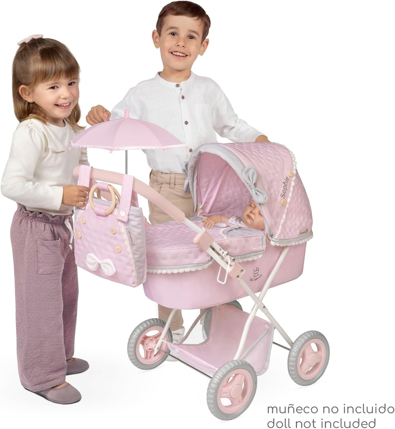 Folding Dolls Pram Pushchair with Parasol Lightweight Luxury Design