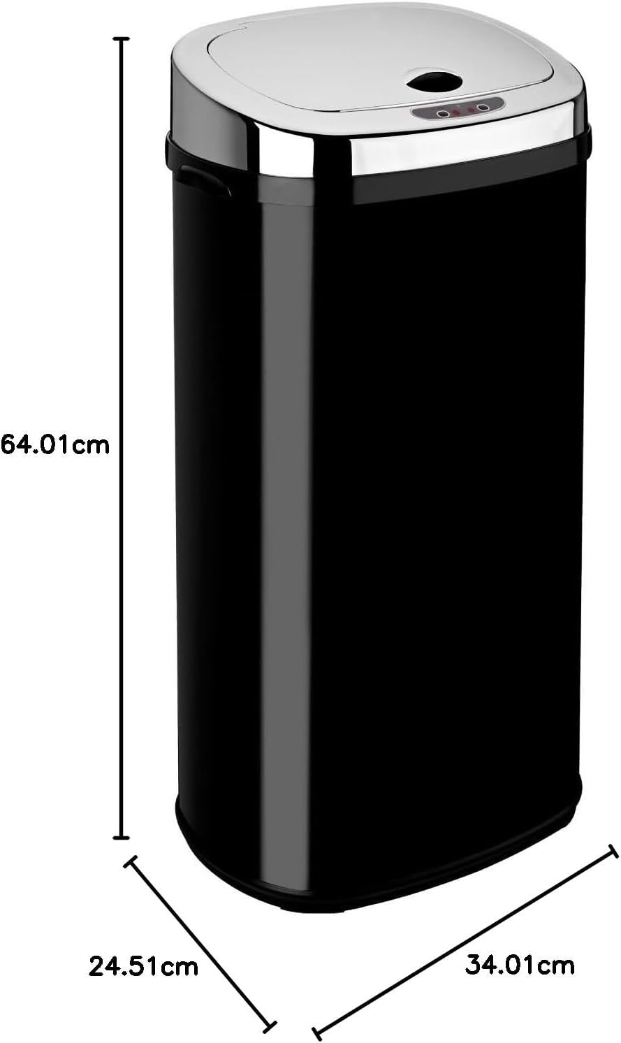 42L Automatic Sensor Kitchen Bin Stainless Steel Touchless Black