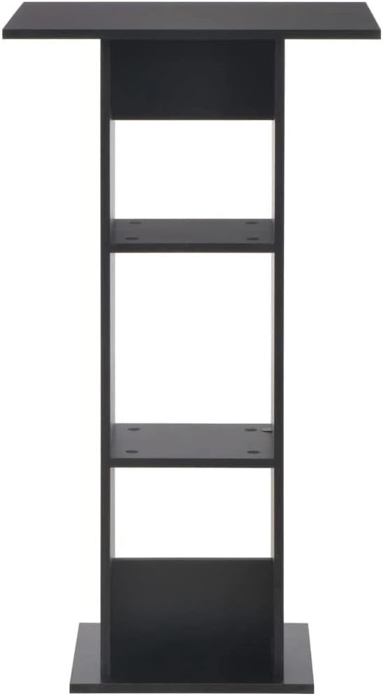 White Bar Table with Storage Shelves, Modern Tall Dining Table Concrete Top