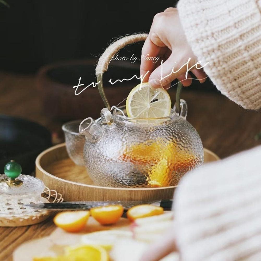 900ml Glass Teapot with Strainer Heat Resistant Stove Safe Tea Pot