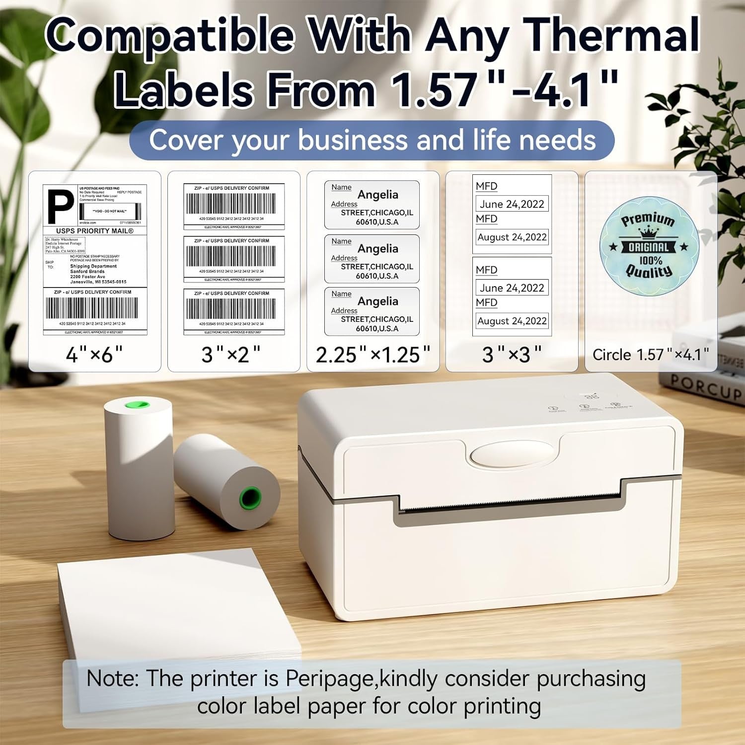 Bluetooth 4×6 Thermal Shipping Label Printer USB Wireless 203 DPI