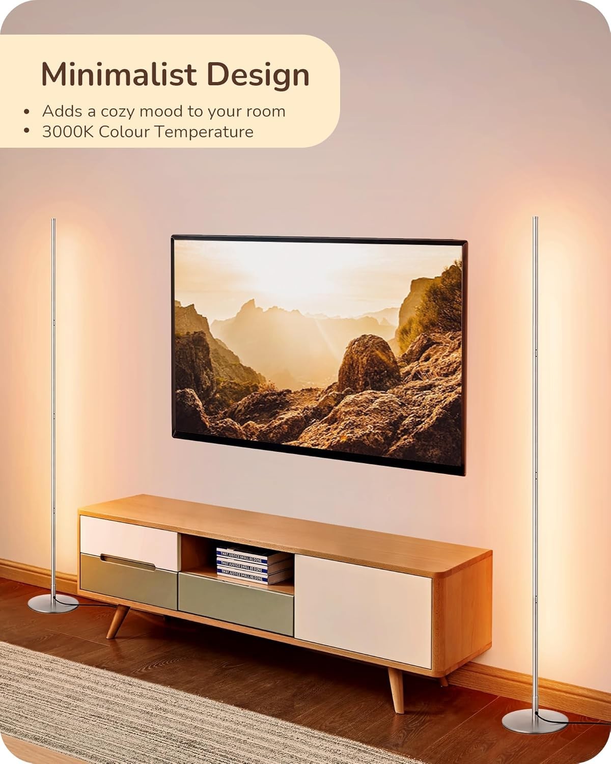 Dimmable LED Floor Lamp 2 Pack, 146cm Tall Standing Light with Foot Switch