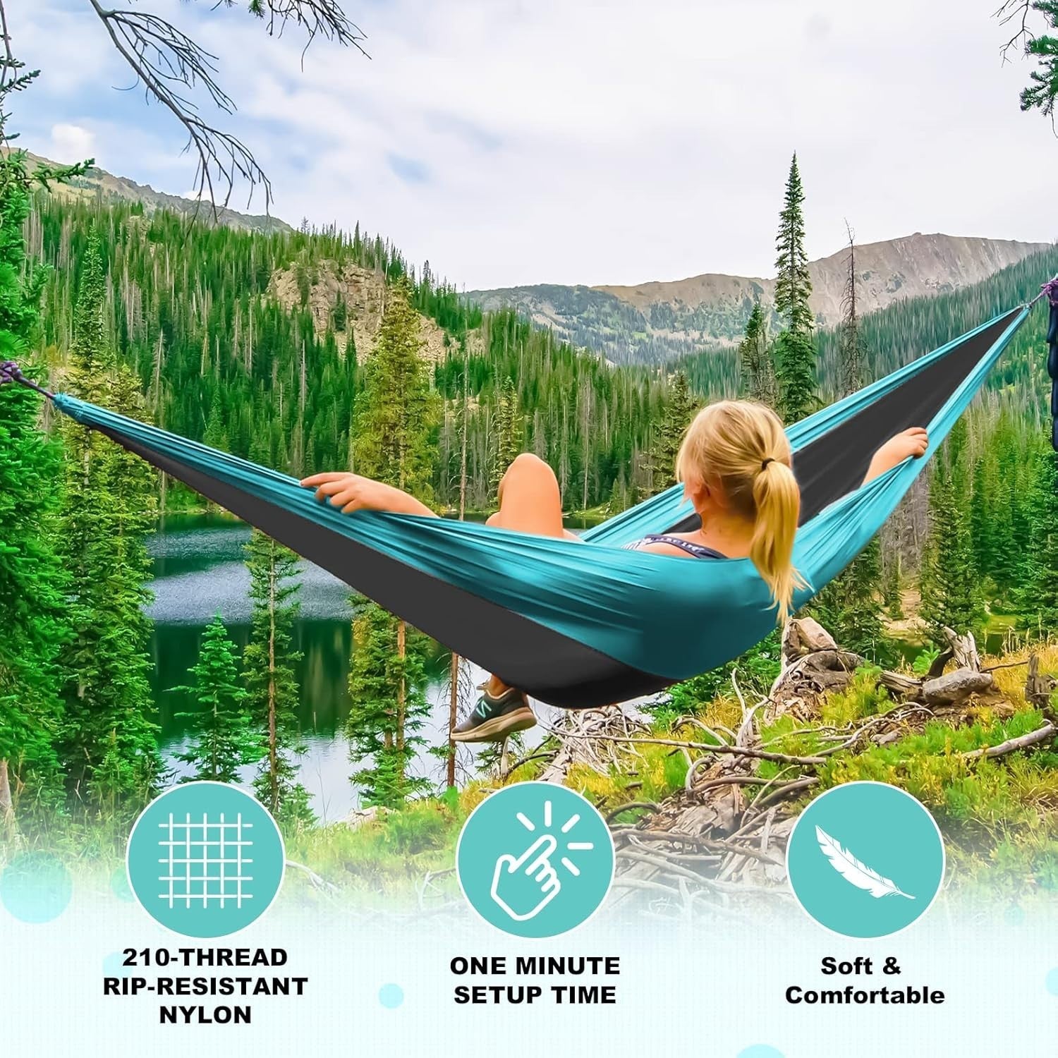 Camping Hammock with Tree Straps – 500lb Capacity, Portable & Lightweight