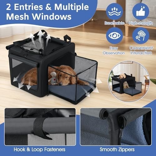 🌟 Portable & Comfortable Pet Carrier This foldable pet carrier bag provides a c