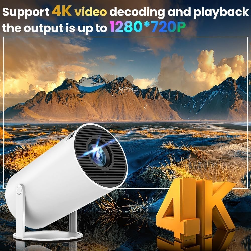 Mini Smart Projector 200 ANSI 1080P 4K Support WiFi 6 Bluetooth