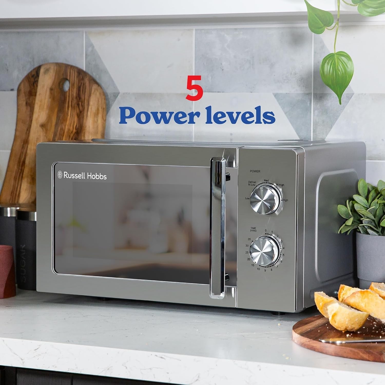 20L 800W Stainless Steel Microwave Manual 5 Power Defrost