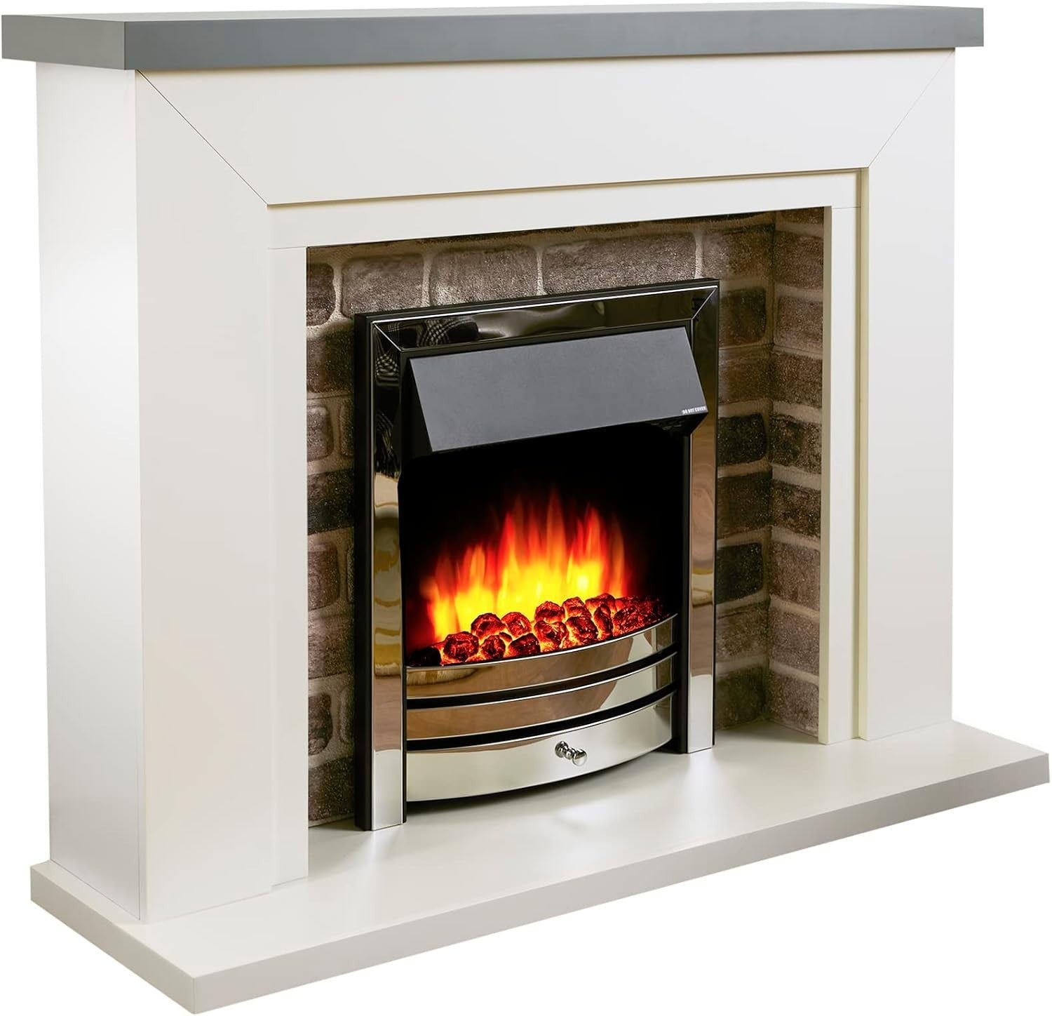 Programmable Electric Fireplace 1.2kW Remote Control 48” Off-White Surround