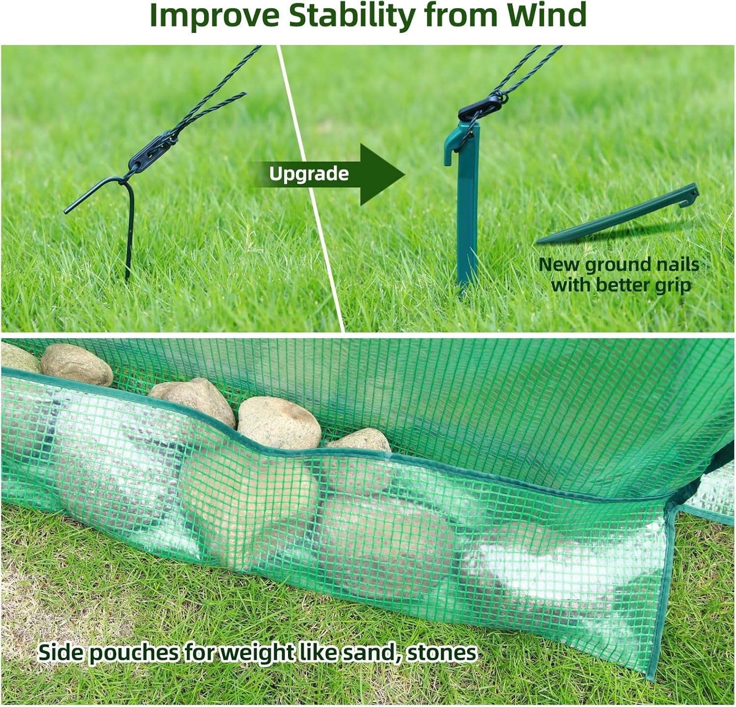 Portable Tunnel Greenhouse 1.8x1.8x2m Heavy Duty PE Cover with Mesh Windows