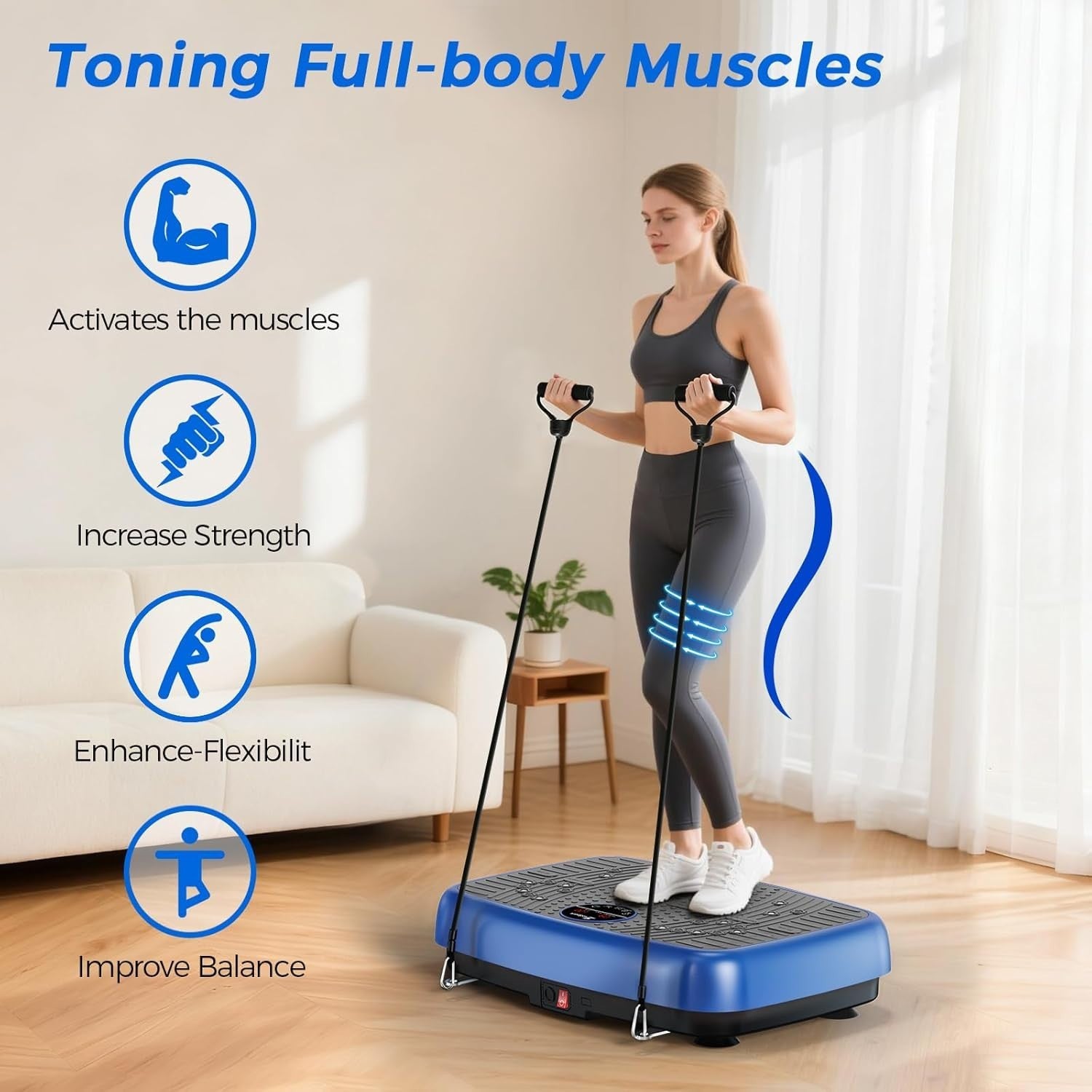 Blue Quiet Vibration Plate Exercise Machine Whole Body Workout 2025