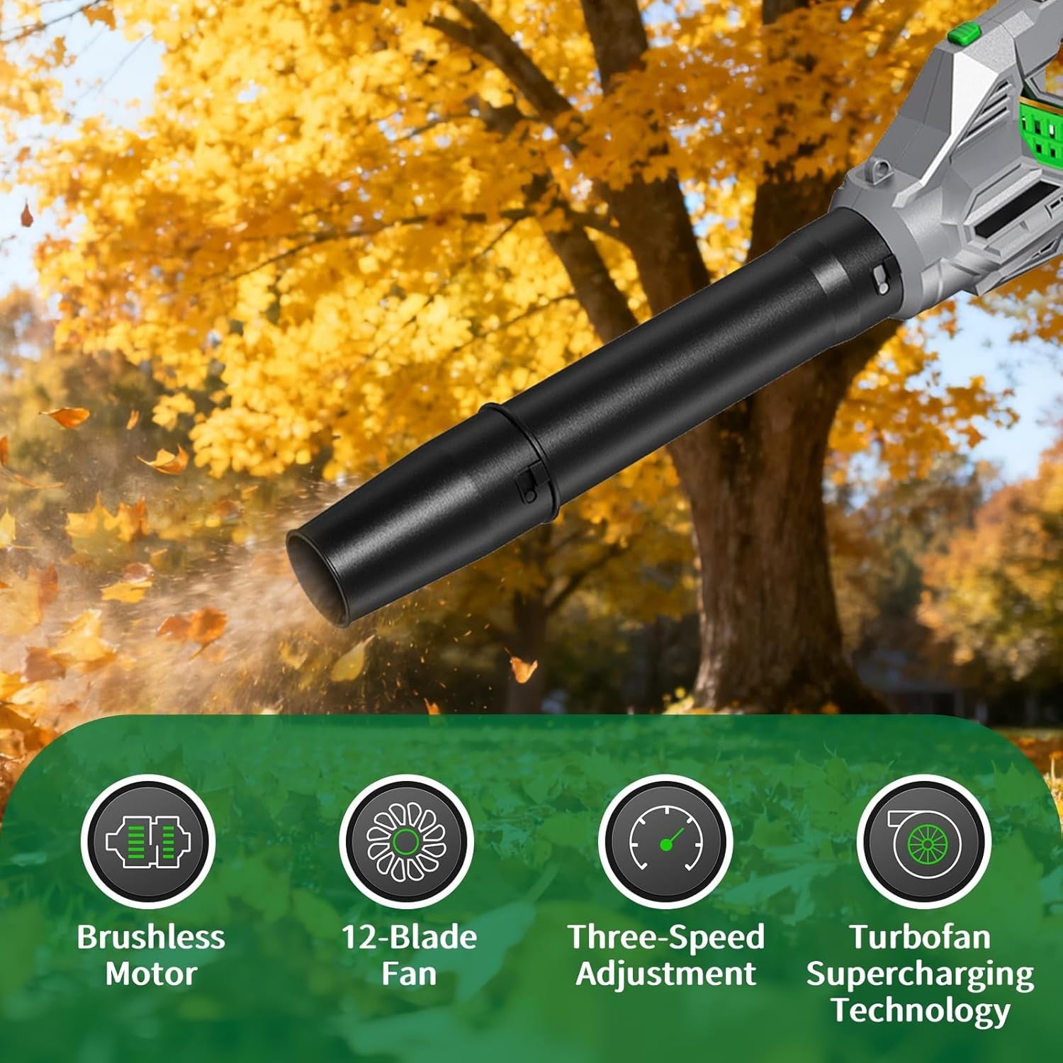 Cordless Leaf Blower 21V Turbo Boost 3 Speed 180° Rotatable Handle