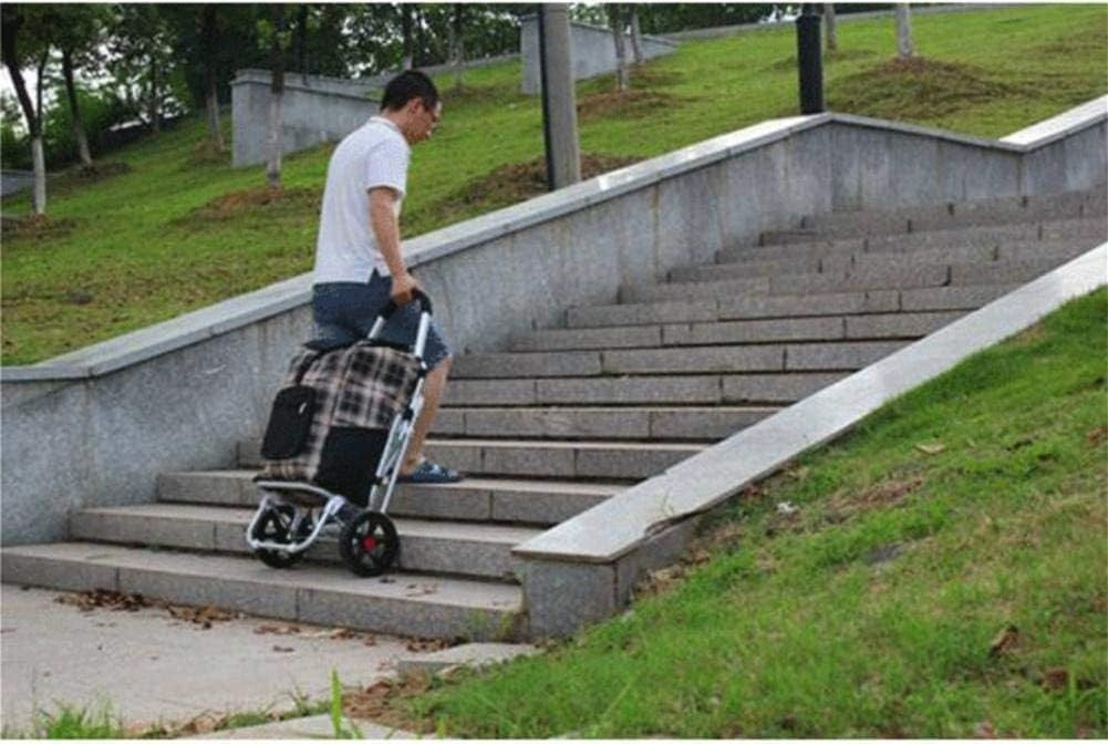 Lightweight Foldable Aluminium Shopping Cart 2-Wheel Trolley w/ Large Bag