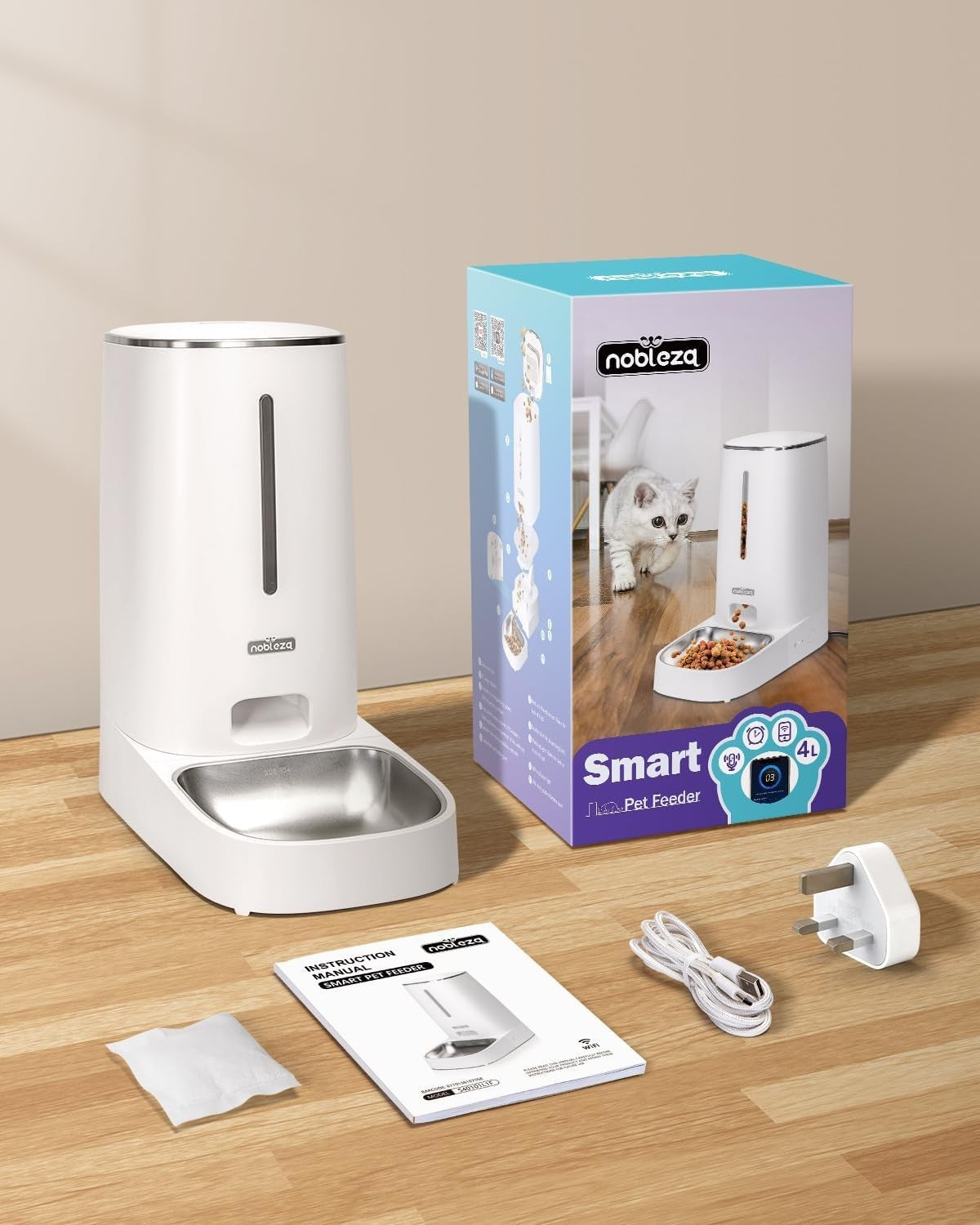 4L WiFi Automatic Cat Feeder Smart App Control Food Dispenser Timer