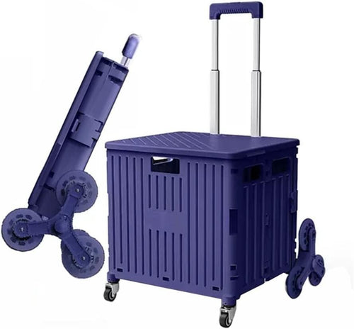 Purple Foldable 8-Wheel Stair Climber Cart Lightweight Portable Rolling Trolley
