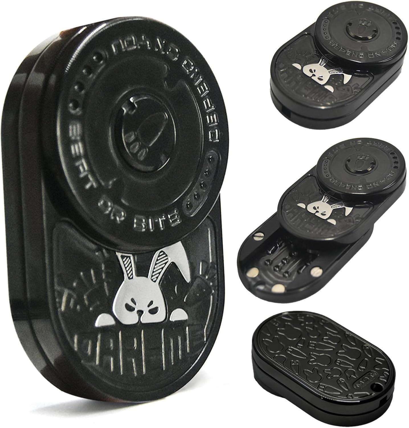 Black Bunny Metal Fidget Slider Ratchet Click Pocket Stress Relief Toy