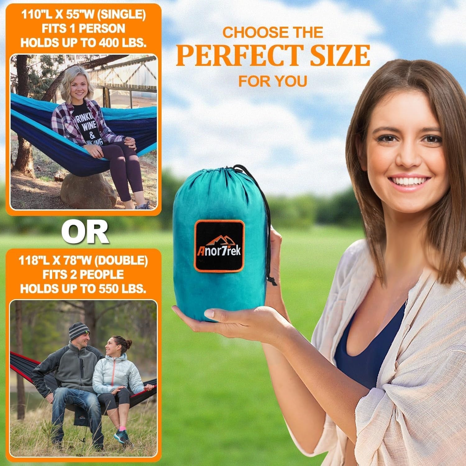 Ultralight 2-Person Camping Hammock with Tree Straps & 250kg Load