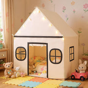 Kids Indoor Castle Tent w Star Lights Plush Mat Windows Storage