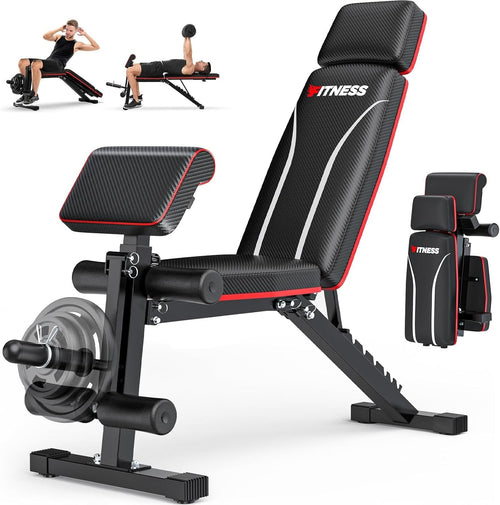 Foldable Adjustable Weight Bench 800lb Capacity Leg Extension Preacher Pad