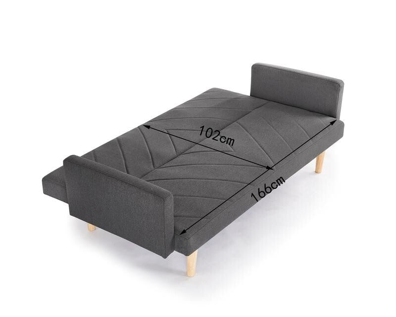 3 Seater Dark Grey Fabric Sofa Bed Chevron Clic Clac w/ Wood Legs