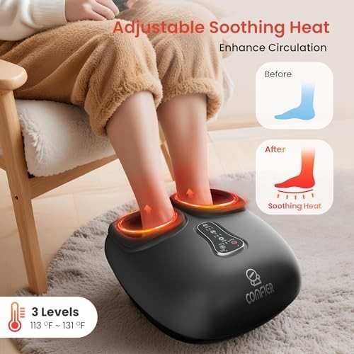 Foot Massager with Heat, Shiatsu, Deep Kneading, Vibration & Compression