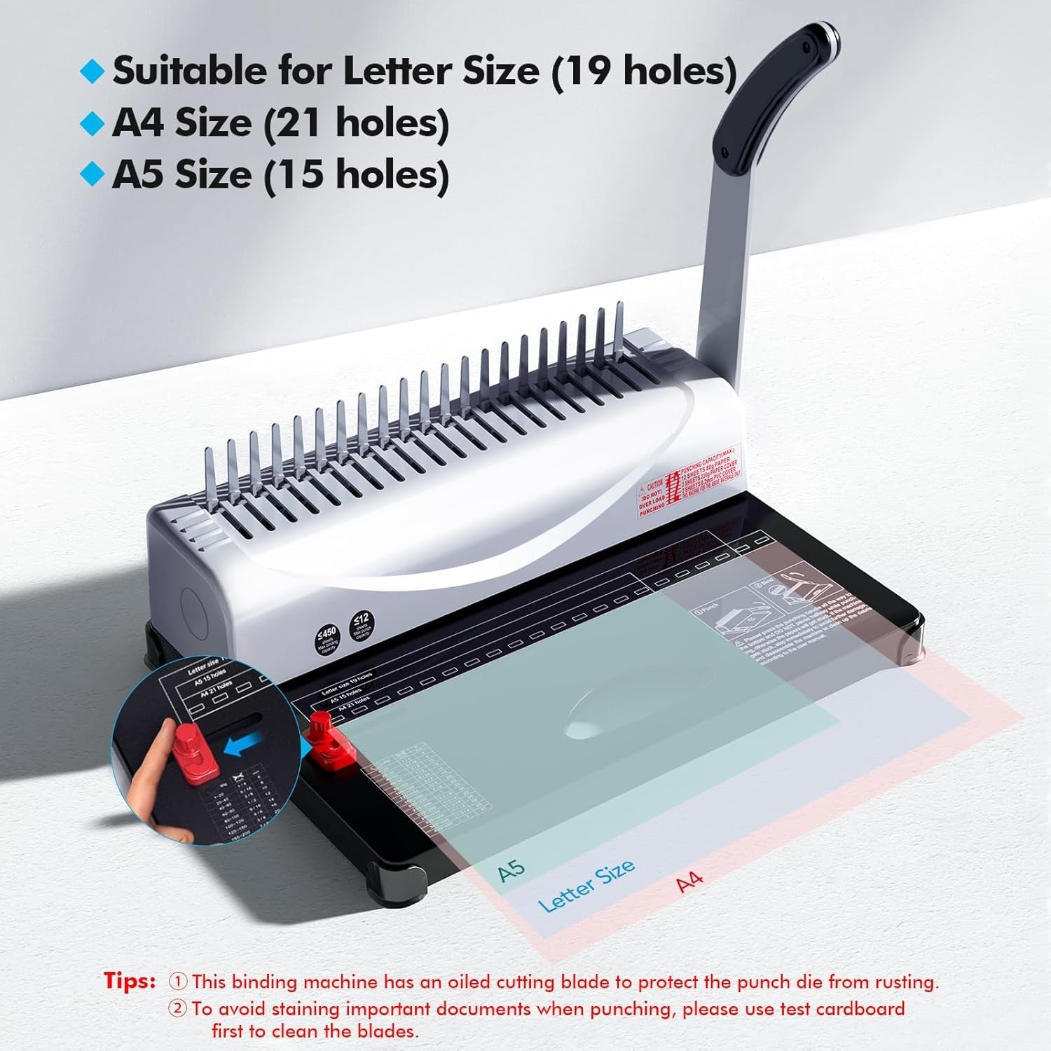 21 Hole Binding Machine A4 A5 Heavy Duty Comb Binder Paper Punch Kit