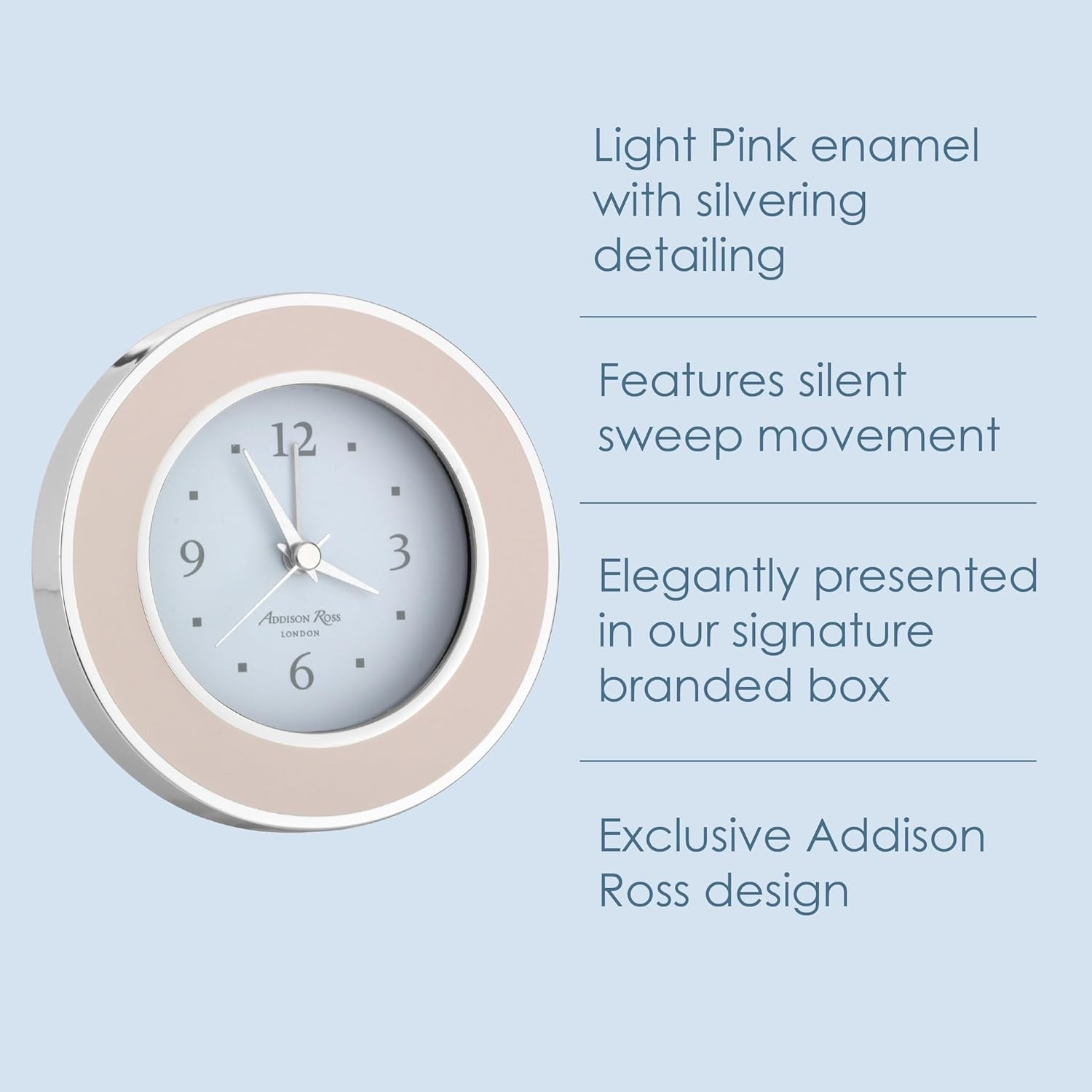 Silent Sweep Battery Alarm Clock Compact Bedside Home Office