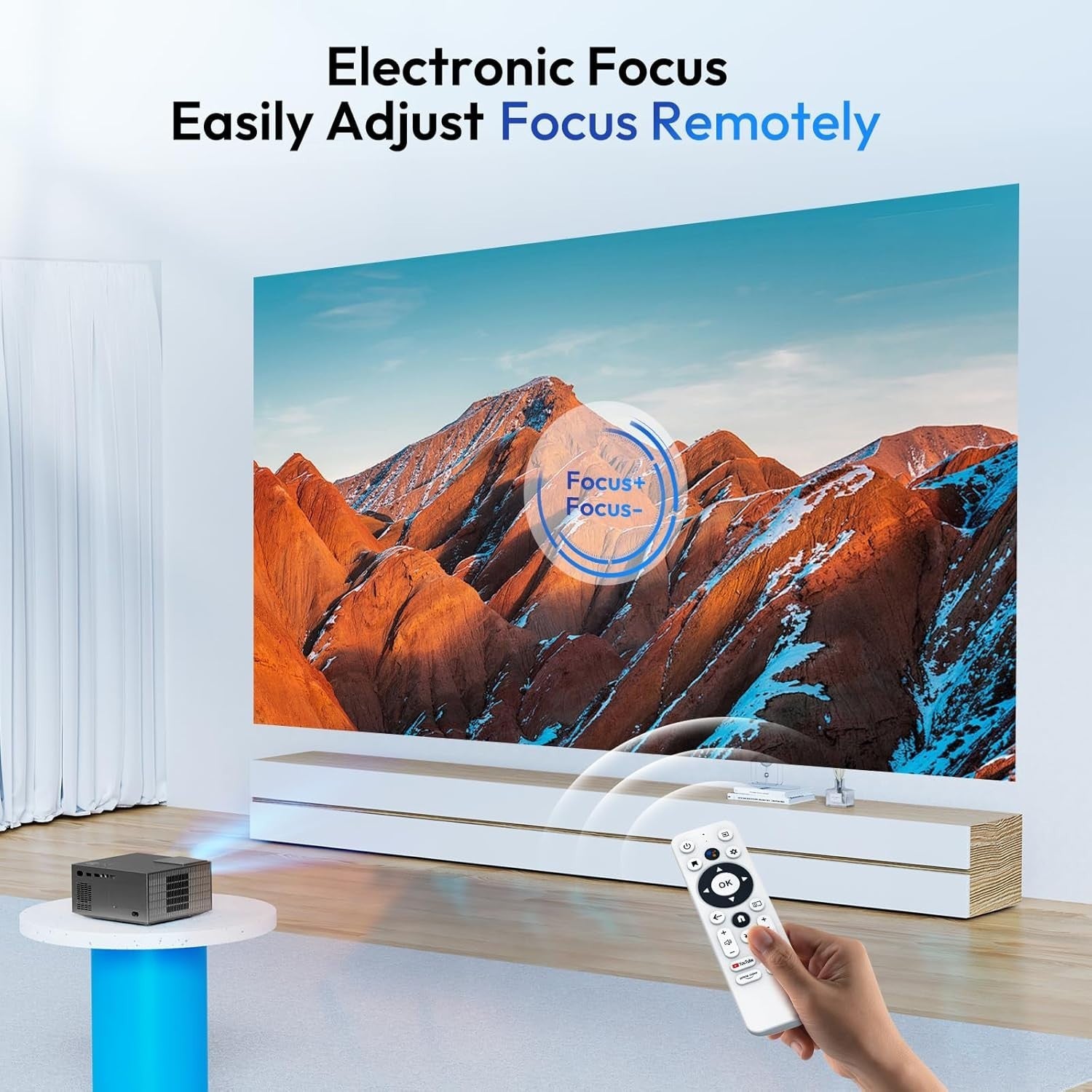 1080P Smart Projector 600 ANSI 4K Google TV WiFi Bluetooth