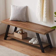 47" Wooden Metal Storage Bench Entryway Shoe Rack Hallway Accent Seat
