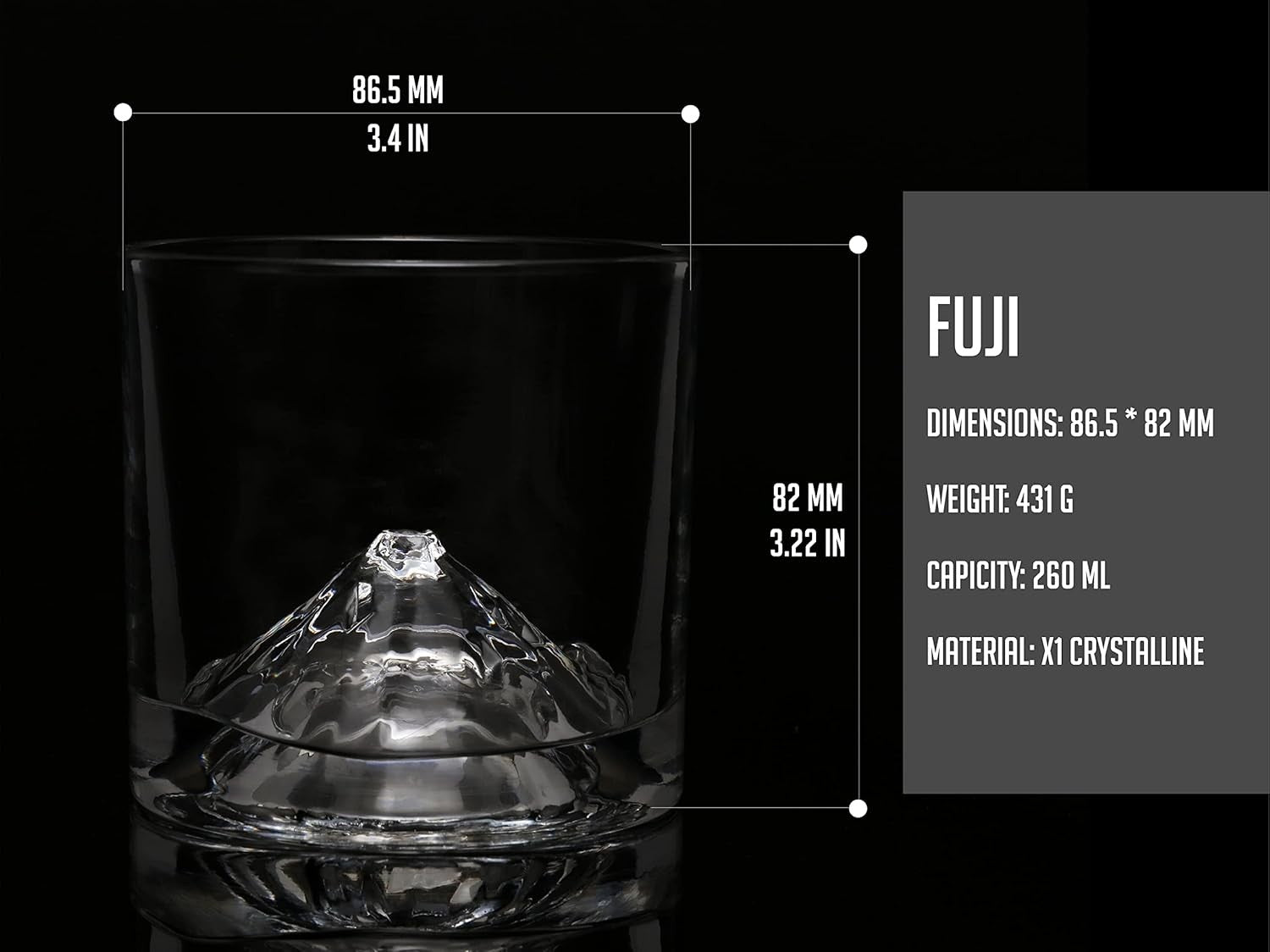 Mount Fuji Whiskey Glasses Set of 2 – 260ml Freeze-Chill Crystal Tumblers