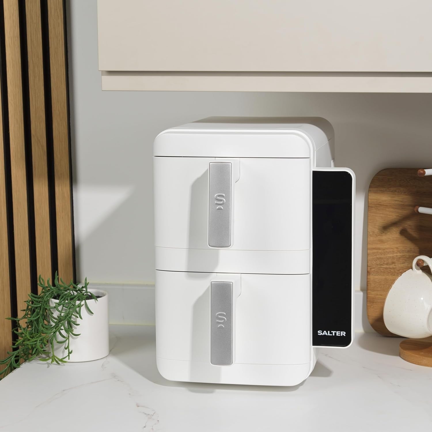 Vertical Dual Drawer Air Fryer 9L 9 Presets, 4-Level Cooking Sync/Match, 2400W