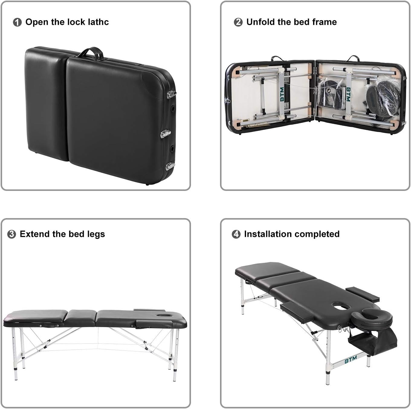 Professional Folding Massage Table Adjustable Therapy Spa Bed With Carry Bag