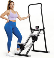 Foldable Stair Climber w/ LCD Monitor, 3-Level Resistance & Adjustable Handlebar