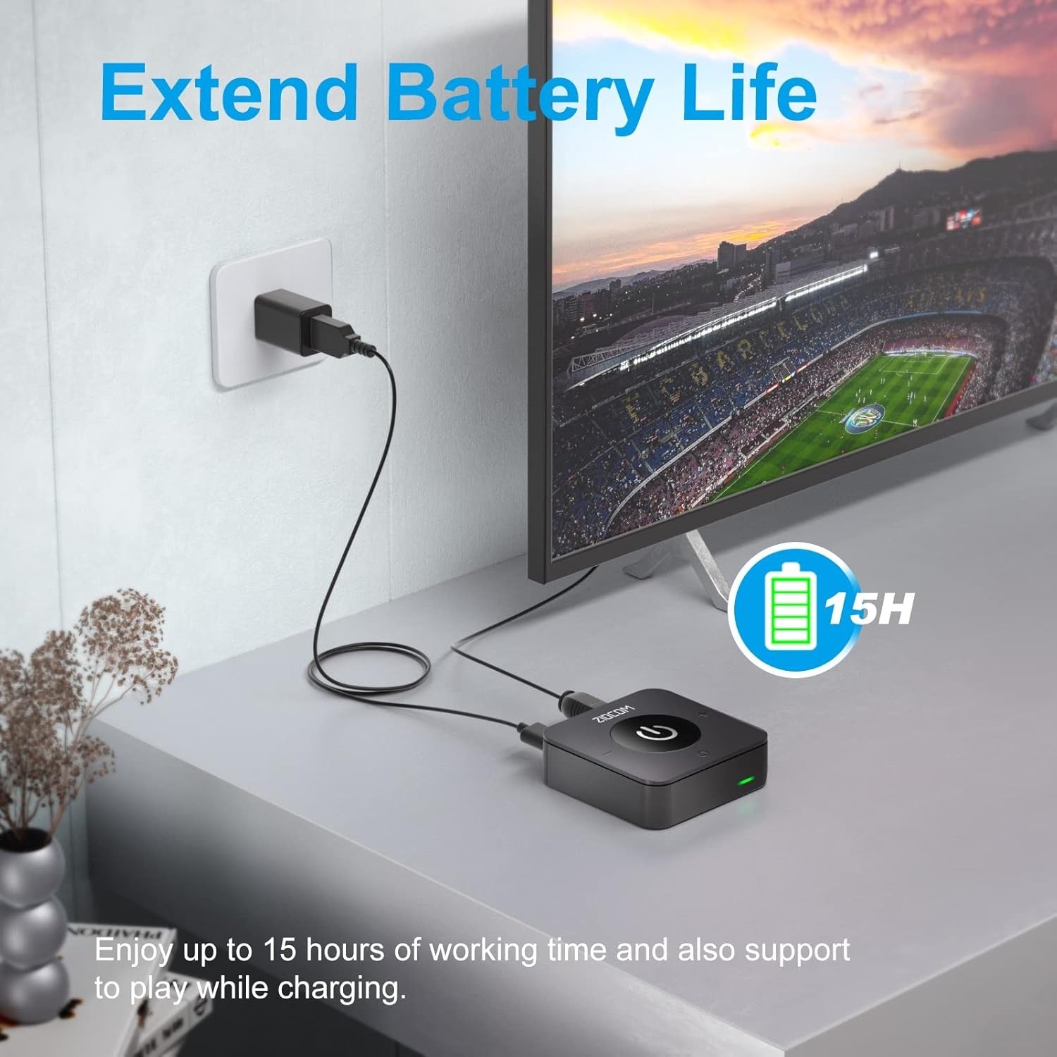 Bluetooth 5.0 Transmitter Receiver Black Dual Link Optical RCA