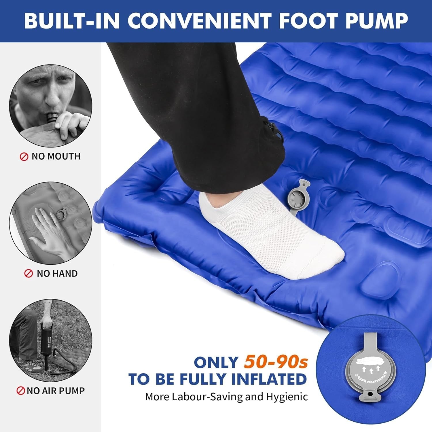 Inflatable Camping Sleeping Mat 203x68x10cm Ultralight with Pillow