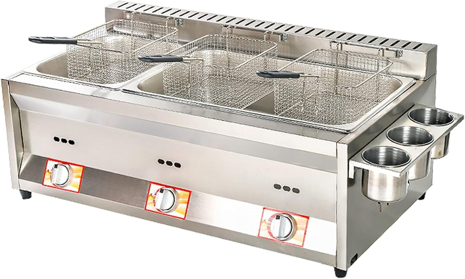 8L LPG Gas Deep Fryer Stainless Steel Countertop Adjustable Heat